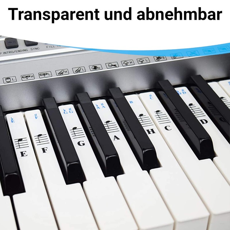 Piano Sticker for 49/61/76/88 Key Keyboards - Transparent and Removable