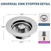 2 Pack – 3-in-1 Kitchen Sink Drain Strainer Stopper, 304