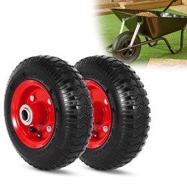 RUHUO 2.80/2.50-4" Tire and Wheel Replacement - 8 Inch Wheelbarrow Tire and Wheel Set with 3/4" Axle Bore Hole and 3" Centered Hub for Wheelbarrow Wagon Garden Cart (2-Pack)