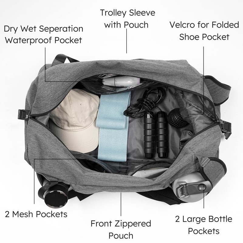Kookoomia Gym Bag with Shoes Compartment and Wet Pocket Convertible