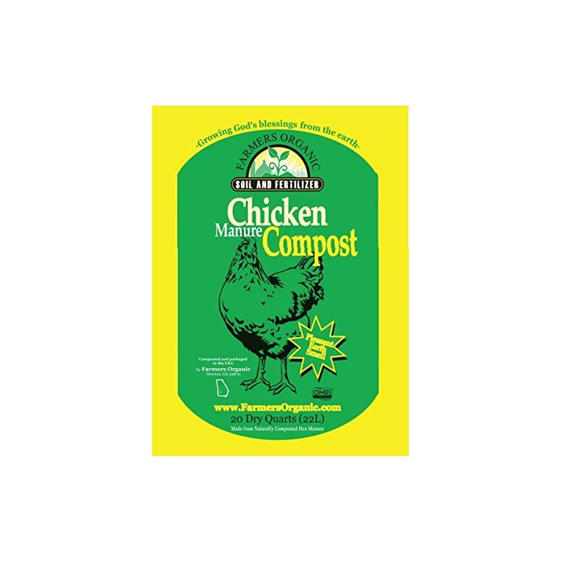 Farmers Organic Chicken Manure Compost Soil and Fertilizer, 20 Dry