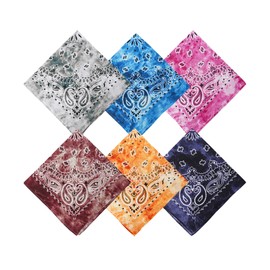 Raylarnia 6 Pack Bandana Multi-Purpose 100% Cotton Headbands for Women, Paisley Cowboy Bandanas (Navy)