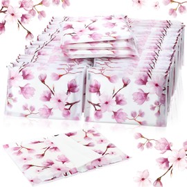 50 Packs Facial Tissue Packs Travel Tissues Size Disposable Pocket Tissues Bulk Slim Tissues Wallet Wedding Tissues for Guest Travel School Purse Home Supplies, 500 Sheets 3 Ply (Pink Magnolia)