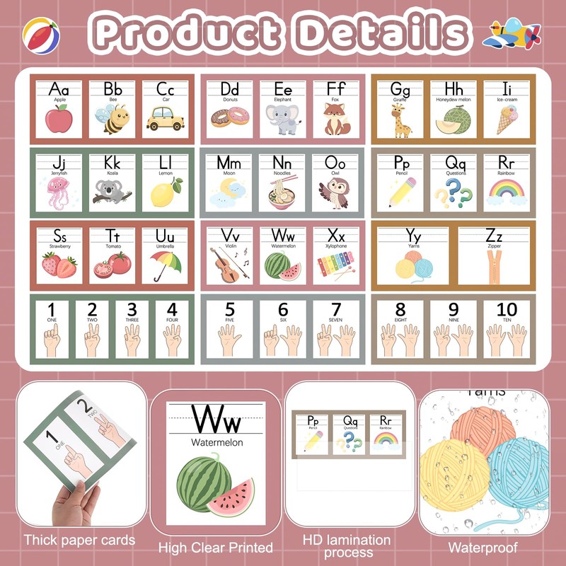 COCHIE Boho Alphabet for Classroom Wall Decorations Kindergarten Preschool, Alphabet