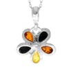925 Sterling Silver & Multi-Stone Teardrop Shaped Genuine Baltic Amber
