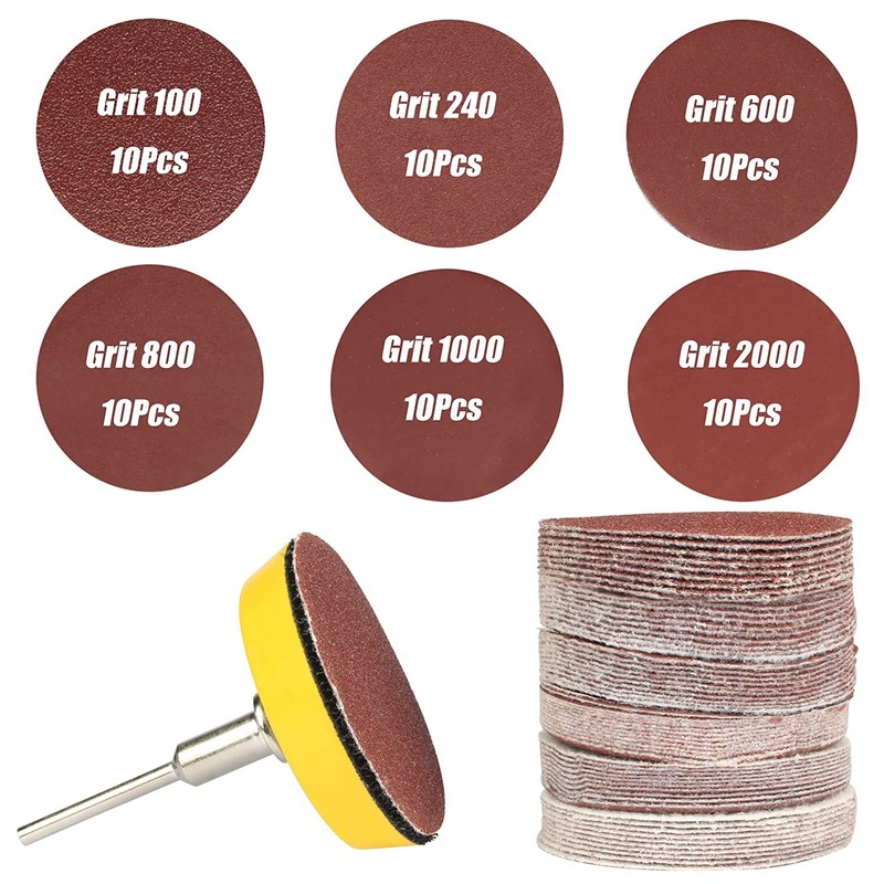 Yakamoz 60Pcs 2 Inch Sanding Discs Hook and Loop Sander