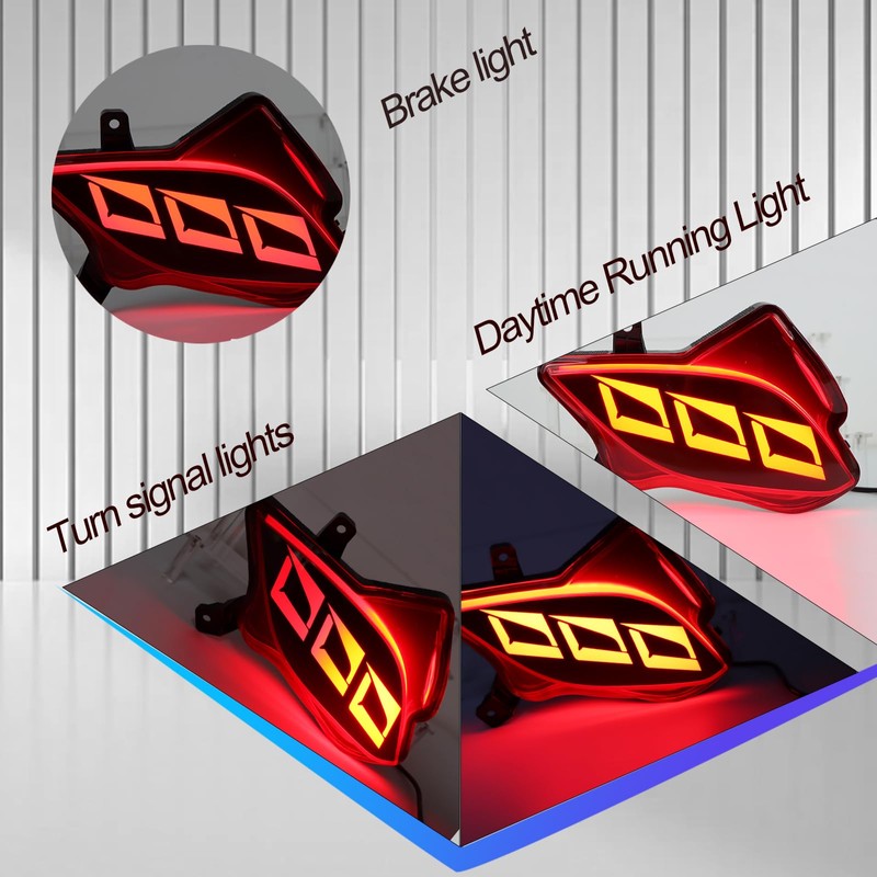 BINQIGOO Smoked Housing Full LED Rear Reflector Fog DRL Kit
