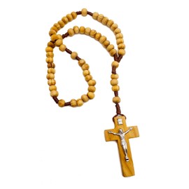 Nazareth Store Original Jerusalem Olive Wood Rosary Catholic Wood Prayer Beads Corded Christian Gift in Velvet Bag, 1.7 x 0.8 x 10.6 inches, Wood, No Gemstone, Wood, Pearl
