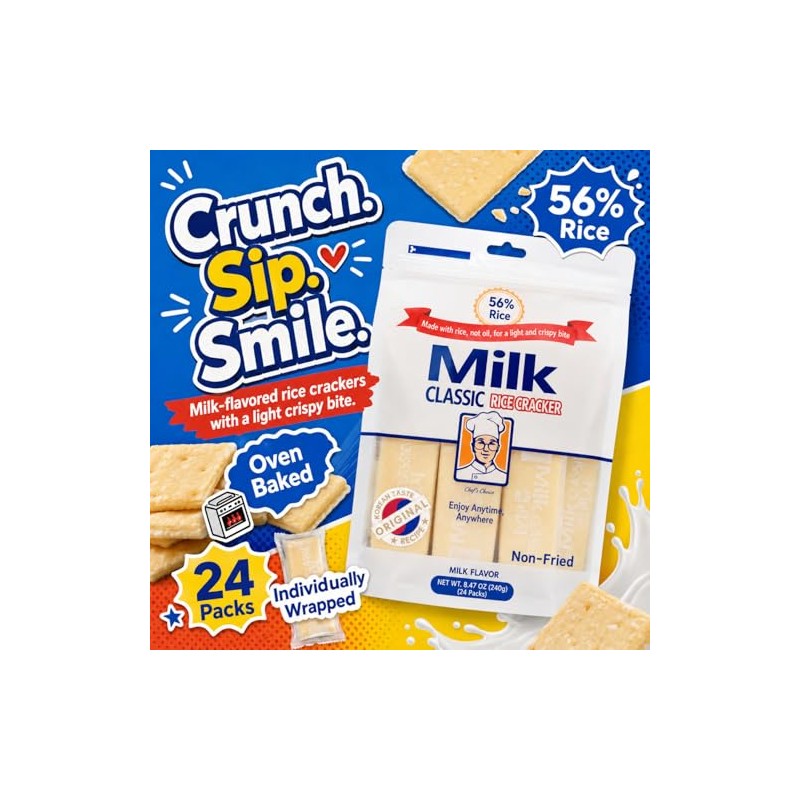 56% MILK CLASSIC Korean Milk Cracker Snacks, Made with Rice
