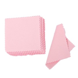 50 Pack Jewelry Cleaning Cloth, Pink Double Sided Polishing Cloth for Sterling Silver Gold Platinum