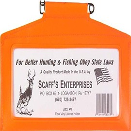 SCAFF'S ENTERPRISES Vinyl License Holder, Fluorescent Orange