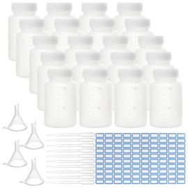 OLYCRAFT 20PCS Wide Mouth Plastic Bottles with Caps Lab Plastic Sample Bottle Graduated 100ml Reagent Bottle for Laboratory School Project