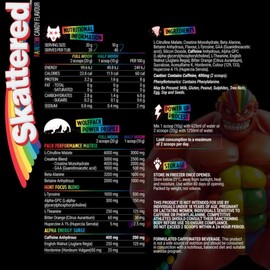 Black Wolf Nutrition Pre 40 Serves Skattered Rainbow Candy Extreme Potency Pre-Workout