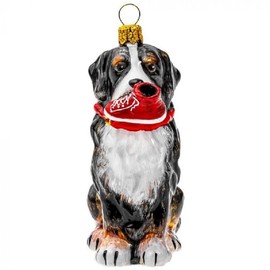 Joy to the World Collectibles Bernese Mountain Dog with High Top Sneaker Polish Glass Christmas Ornament