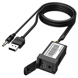 CHELINK USB AUX Flush Mount - Car Dashboard Panel Jack Extension Cable Compatible with Toyota, 3.5mm & USB AUX Extension Mount Socket(Size: 1.29 X 0.86 X 2 inches)
