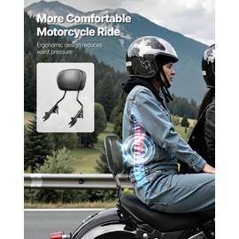 VEVOR Motorcycle Backrest Sissy Bar, Compatible With Harley-Davidson Touring Models 2009-2024 Street Glide Road Glide Road King, 16 inch Height Detachable Passenger Backrest, For Motorcycles, Black