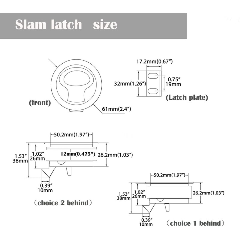 Boat Slam Latch 2" Lift Handle Deck Hatch Marine Grade