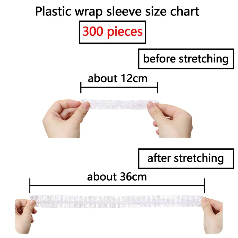 Pack of 300 Cling Film with Elastic Band, Food Covers,