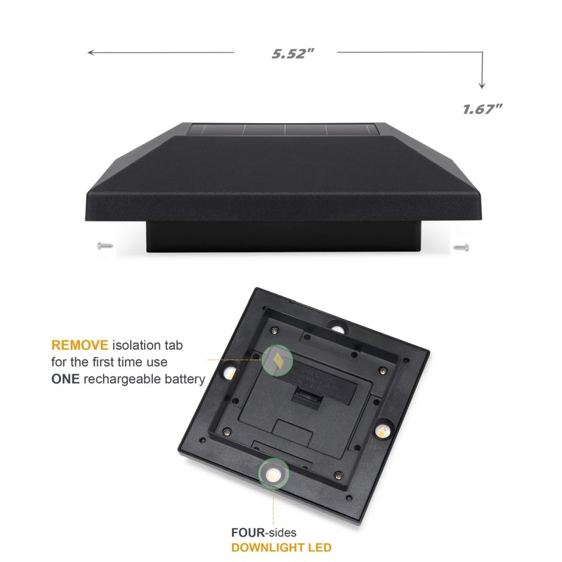 Kemeco Solar Post Cap Lights for 4x4 Posts, 2 Pack