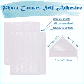 2040 Pcs Clear Photo Corners Self Adhesive 20 Sheets Picture Corners for Scrapbooking Supplies Stickers Metal Photo Book Corners