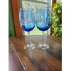 Snowflakes Hand Painted Blue Wine Glasses Set of 2, Winter