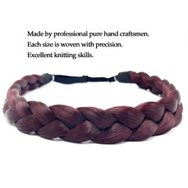 TOECWEGR Hair Braided Headband Synthetic Hair Braid 3 Strands Braids Hair Braid Natural Classic Chunky Elastic Stretch Headbands Hairpiece Women Girl Beauty accessory (Multicolor 11810)