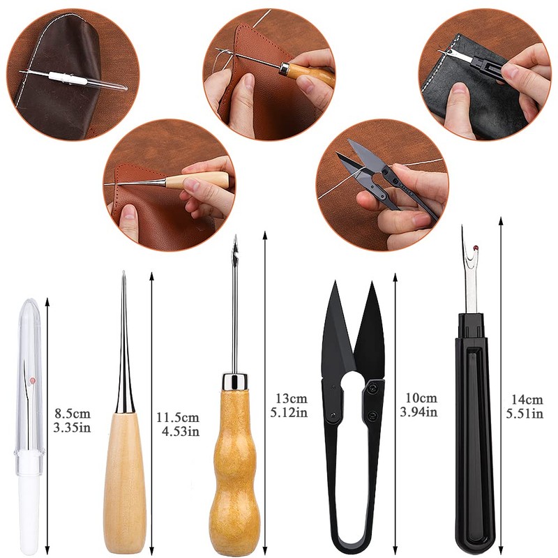 Ruasol 34 PCS Sewing Kit Leather Stitching Kit with AWL