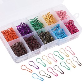 LOKUNN 300 Pieces Safety Bulb Pins,10 Colors Calabash Crochet Stitch Markers with Storage Box, Metal Safety Pins for Knitting and DIY Project
