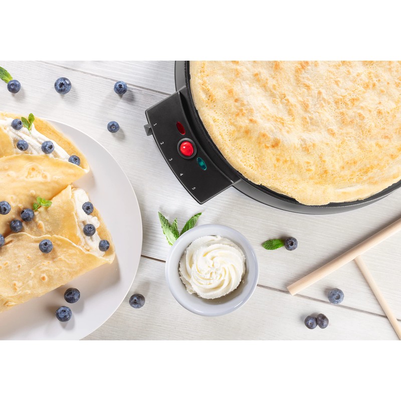 12" Griddle & Crepe Maker, Non-Stick Electric Holiday Crepe Pan