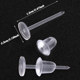 100 Pair Plastic Clear Earrings for Surgery, Work, Sports - Invisible Silicone Stud Replacements for Women and Men