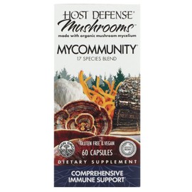 Host Defense MyCommunity Capsules - 17 Species Blend Mushroom Supplement for Immune Support - Herbal Aid with Lion's Mane, Reishi. Chaga, Cordyceps, Turkey Tail & More - 60 Capsules (30 Servings)*