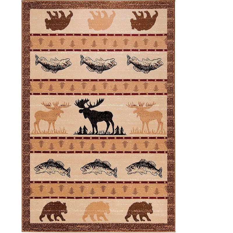 Champion Rugs Wildlife Multi-Color Rectangle Area Rug Cabin for Living,