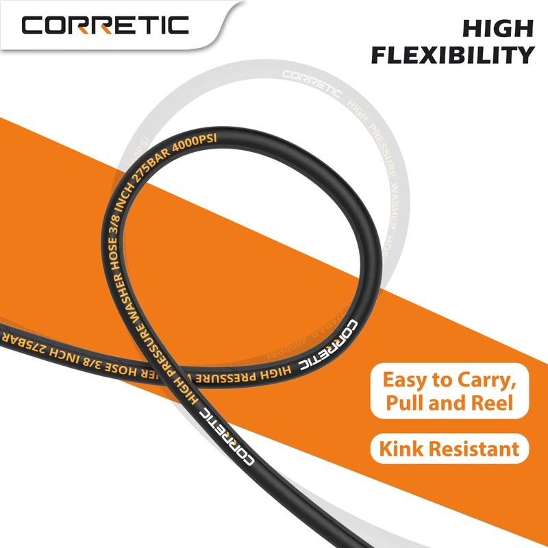 Corretic Pressure Washer Hose 50 FT with 3/8 Inch Quick