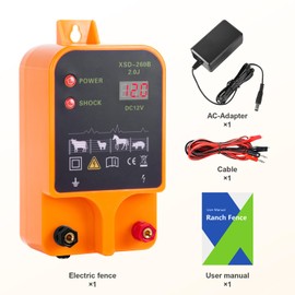 Electric Fence Charger, 2 Joules/10.5kV-Electric Fence for Livestock, Electric Fence for 6.32 Mile/50 Acres, Plug-in Electric Fence Power Supply for Wildlife Prevention, Farm, Poultry,Garden