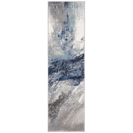 SAFAVIEH Galaxy Collection 2'3" x 6' Blue/Grey GAL117M Modern Abstract Non-Shedding Living Room Entryway Foyer Hallway Bedroom Runner Rug