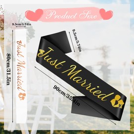FloralGrace 2 Pieces Just Married Bride to Be Sash and Groom to Be Sash Set, Gold Glitter Sashes for Hen and Bachelorette Party Wedding Decoration