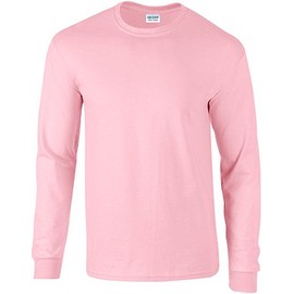 Gildan Adult Unisex Ultra Cotton Long Sleeve T-Shirts Large Light Pink