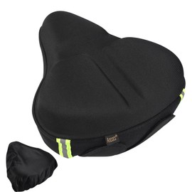 Bicycle Seat Cushion with Waterproof Cover, Ultra Soft Gel Bike Seat Cover, Spinning Comfortable Bike Saddle for Mountain, Road Exercise and Cruiser Bikes, Men & Women Cycling(29CM x 27CM x 4.5CM)