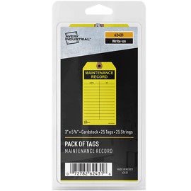 Avery Pack of Tags, Maintenance Record Hang Tags with Strings – 25 Pack 5.75" x 3” Yellow Manila Tags (62431)