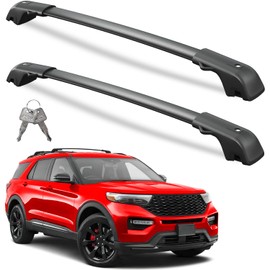 300lbs Lockable Roof Rack Cross Bars Compatible with Ford Explorer 2020 2021 2022 2023 2024 2025 2026,Heavy Duty Aluminum Roof Rails Crossbars Black Rooftop Cargo Carrier Luggage