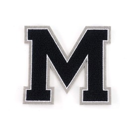 Terry Cloth Letter A-Z | Black, White, Grey | 9.5 cm High | Varsity Letter M