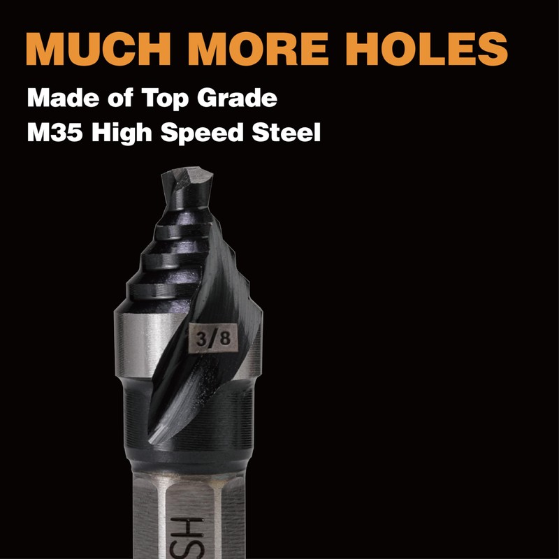 Jerax tools M35 HSS 3/8 Inch Step Drill Bit, Single