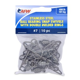 American Fishing Wire Stainless Steel Ball Bearing Snap/Swivels, Black, Size 7/400-Pound, 10-Piece