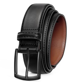 Men's Belt Leather Belt for Men Dress Casual Golf Jeans Pants 1 3/8" (Black)