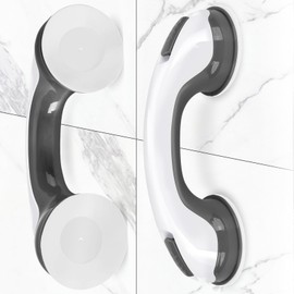 Barras de agarre para mango de ducha, bañeras – 2 paquetes de 12 pulgadas para baño con ventosa de agarre fuerte, barra de equilibrio de seguridad para lesiones, personas mayores, ancianos, negro
