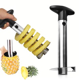 WYDDDARY Pineapple Corer Stainless Steel Pineapple Corer Slicer Manual Pineapple Core Remover Cutter with Serrated Tips Black