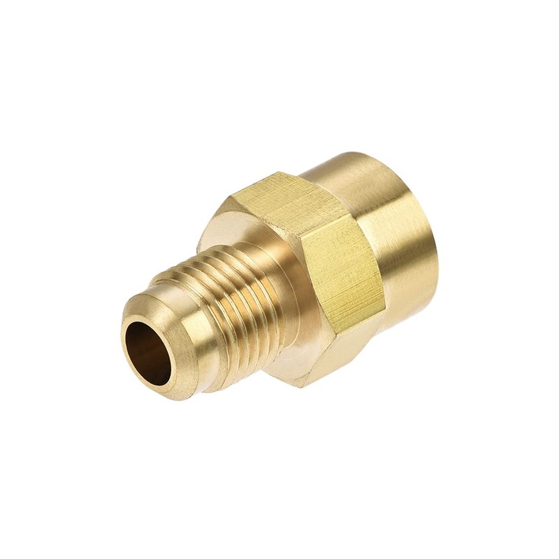 sourcing map Brass Pipe Fitting, 1/2"-20UNF Flare Male to 1/4NPT