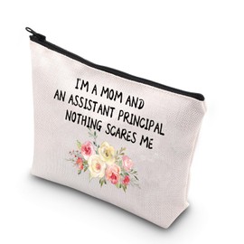 BDPWSS Assistant Principal Cosmetic Bag School Principal Appreciation Gift I'm a Mom And An Assistant Principal Nothing Scares Me Travel Pouch (Mom assis principal)
