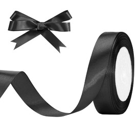 G2PLUS Black Satin Ribbon 20 mm, Decoration Gift Ribbon, 22 m Ribbon for Crafts, Black Satin Decorative Ribbon for Gift Wrapping, Decoration