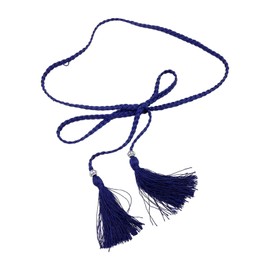 Maxtonser Ladies Bohemian Waist Belt Delicate Tassels Decors Braided Belt for Dress Women Seaside Waist Belt Navy Blue